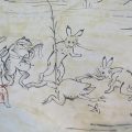 鳥獣戯画模写と紙風船 鳥獣戯画模写と紙風船