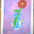 絵具で描きこみと、キラキラの箔 絵具で描きこみと、キラキラの箔