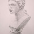 石膏像(ヴィーナス)、ワイン瓶と貝殻(デッサン絵画木曜クラス) 石膏像(ヴィーナス)、ワイン瓶と貝殻(デッサン絵画木曜クラス)